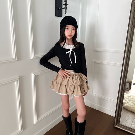 comma/74. shirring ribbon T-shirt 140-150