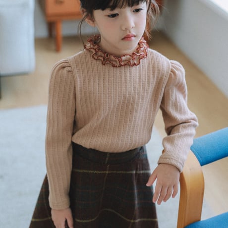 monatelier/20. amel two color fril T-shirt S-2XL