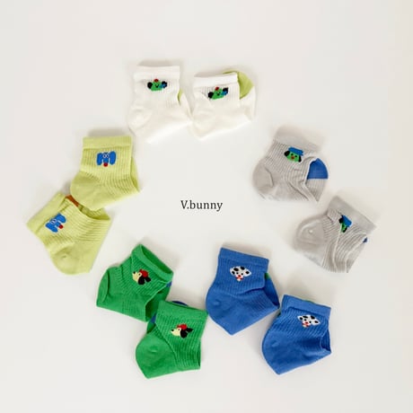 vbunny/89. green dog socks set M(130-150)-XL(180-210)