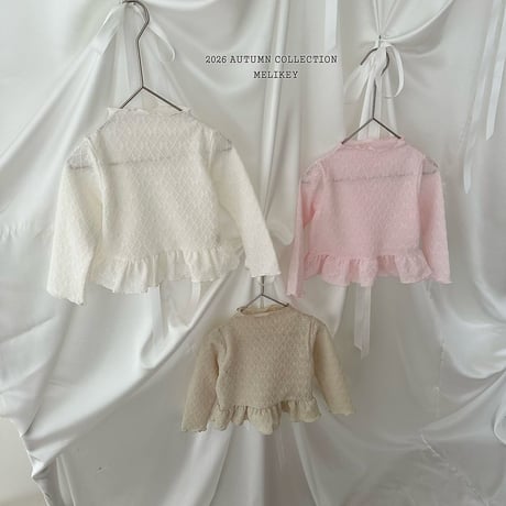 melikey/17. fril ribbon mesh T-shirt XS-XL