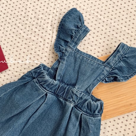 valubebe/81. fril denim one-piece 6M-S