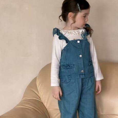 aiai/6. wide fril denim updown set 90-130