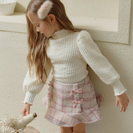 melikey/80. check ribbon fril skirt JS-JM