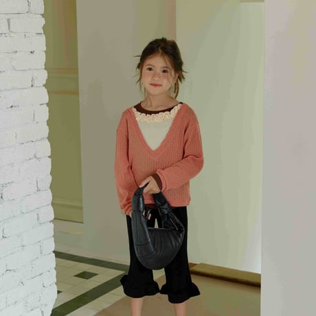 urbanrabbit/36. Deep V Frill Knit XS-XL