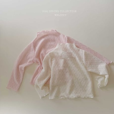 melikey/5. ribbon mesh T-shirt XS-XL