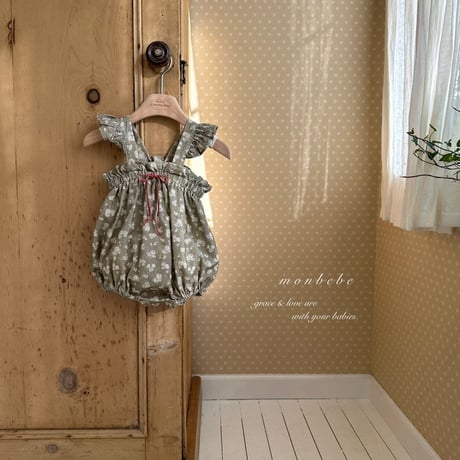 monbebe/40. flower fril suit S(3-12M)-M(12-24M)