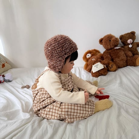 onu/29. check shirring overalls  BABY(12M)-M(4-5Y)