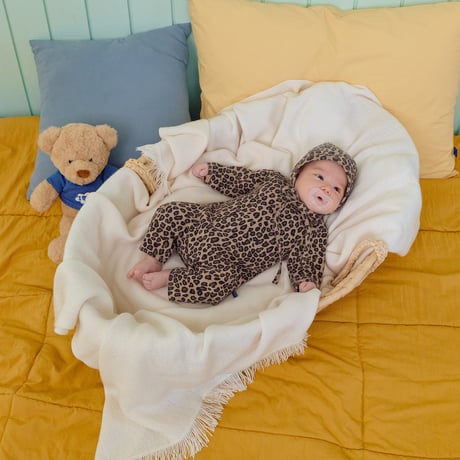 oottbebe/15. (bebe) little leopard FullBody suit bonnet set S(0-6M)-M(6-12M)