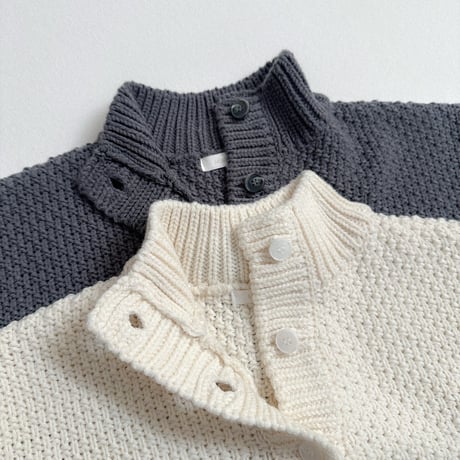 minirobe/36.  Waffle High-Neck Cardigan  S-XL
