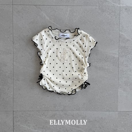 ellymolly/91. dot mimi shirring T-shirt 13-15