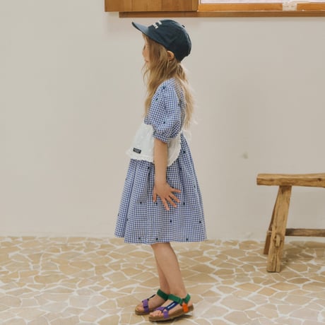 bymimi/69. check embroidery one-piece S-XL