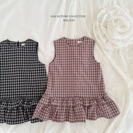 melikey/104. check fril one-piece JS-JM