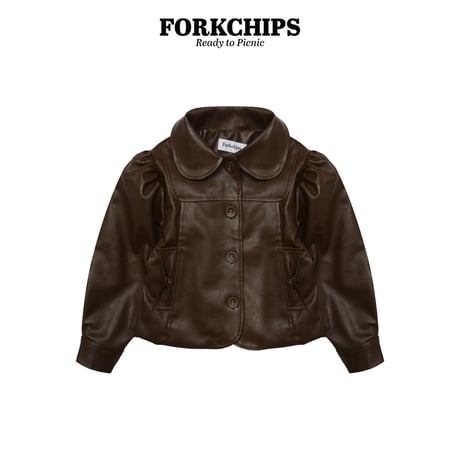forkchips/80. teddy ledder jacket M-XL