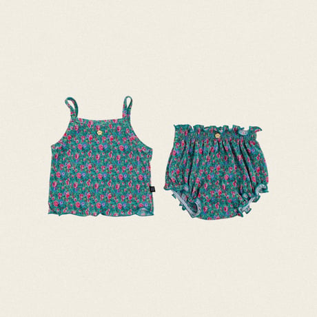 oottbebe/86. flower songe plitch sleeveless bloomer S(0-6M)-M(6-12M)