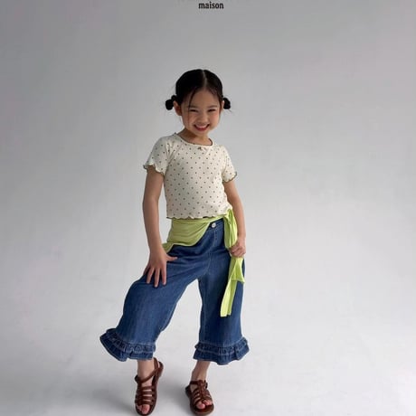 saintdoll/101. peuty fril denim pants S-XL