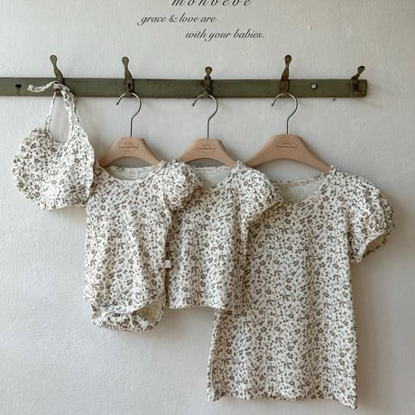 monbebe/4. puff flower suit bib S(3-6)-L(12-24)