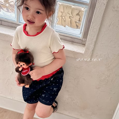 poisson/74. cherry embroidery T-shirt JS-JM