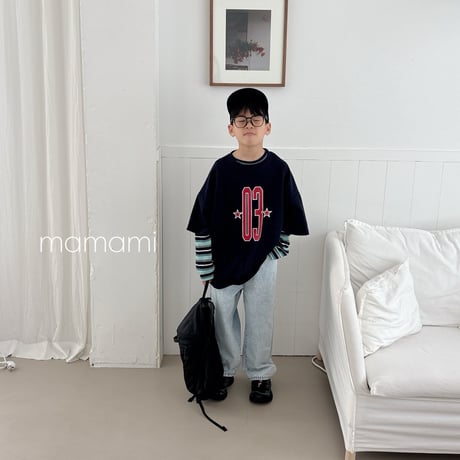 mamami/18. 3 star line T-shirt XS-XL