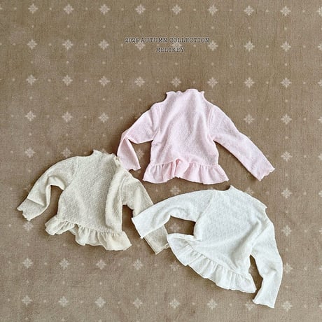 melikey/17. fril ribbon mesh T-shirt XS-XL