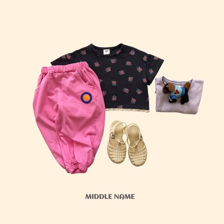 middlename/5. vintage flower waffle T-shirt S-XL