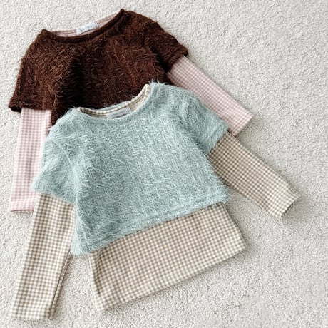 urbanrabbit/51. Check & Hairy Layered Set JS-JM