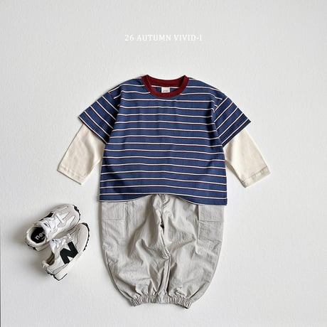 vividi/81. stripe double T-shirt XS-XL
