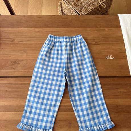 ohho/17. gingham fril pants S-2XL