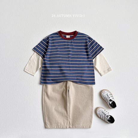vividi/81. stripe double T-shirt XS-XL