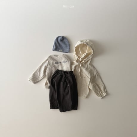 amigo/47. waffle embroidery T-shirt XS-XL