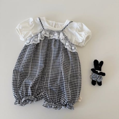 aiai/16. mono check lace fer set S(6M-2Y)-XL(4-5Y)