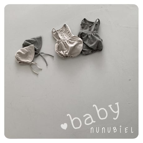 nunubiel/16. Twill romper & bonnet S-L