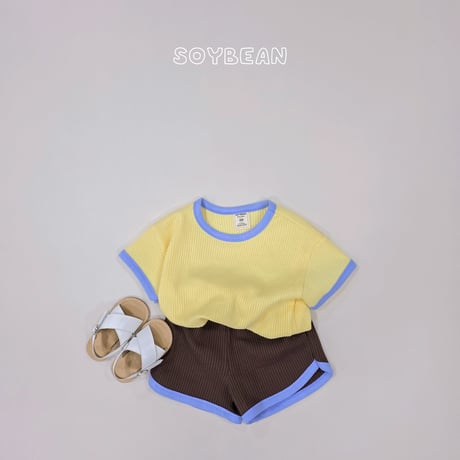 soybean/135. plan ) color mix waffle updown set XS-XL