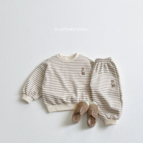 vividi/175. stripe bear embroidery updown  XS-XL