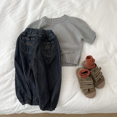 minirobe/9. Stitch Denim Jogger Pants S-XL
