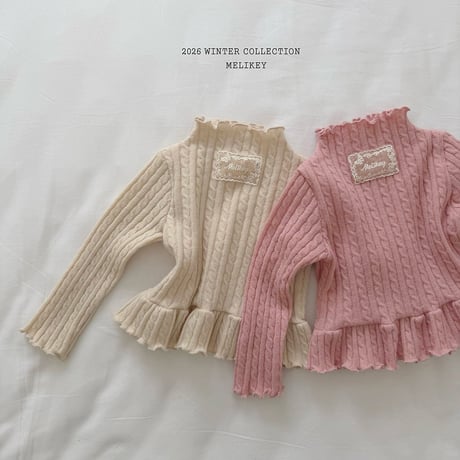 melikey/9. cable fril T knit XS-XL