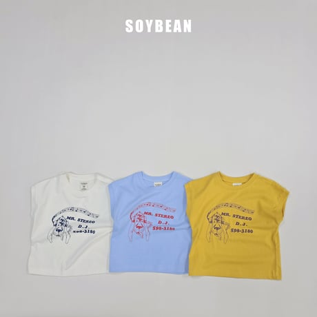 soybean/153. plan ) Binji music sleeve T-shirt XS-XL