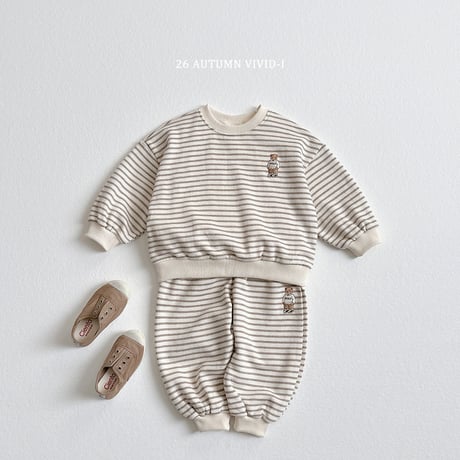 vividi/175. stripe bear embroidery updown  XS-XL