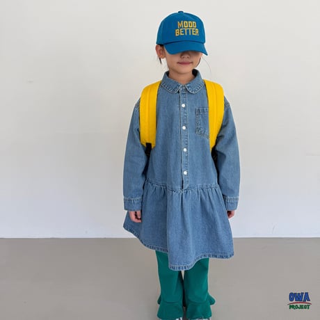 owa/48. denim shirring one-piece JS