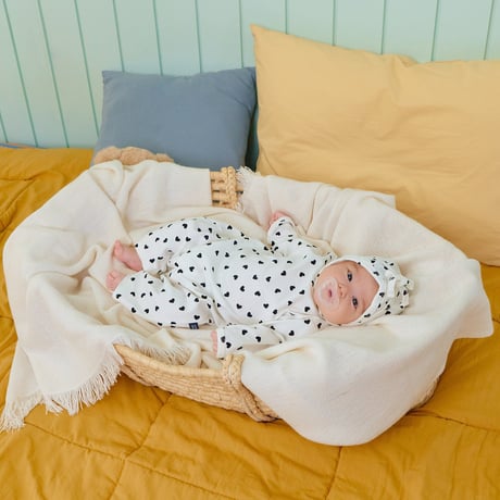oottbebe/4. (bebe) peuty heart FullBody suit bonnet set S(0-6M)-M(6-12M)