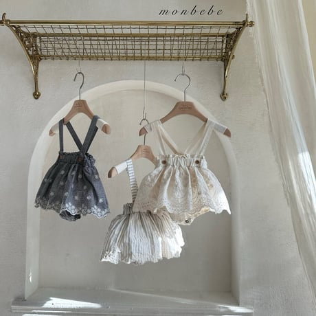 monbebe/3. embroidery overalls sk bloomer S(6-12)-L(3-4)