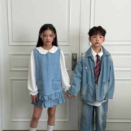 ellymolly/128. denim little pocket one-piece 13-15