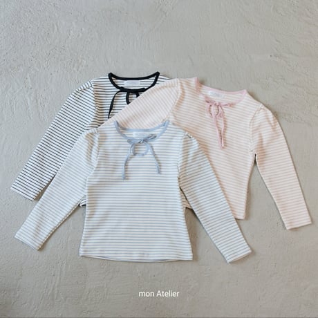 monatelier/27. ribbon stripe T-shirt S-2XL