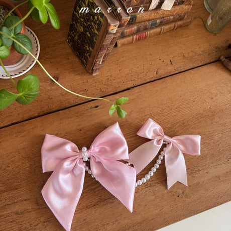 marron/65. pearl ribbon brooch FREE