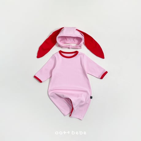 oottbebe/3. modal heart suit + rabbit bonnet set S(0-6M)-M(6-12M)