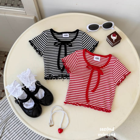secondmoment/69. dangara ribbon T-shirt S-XL