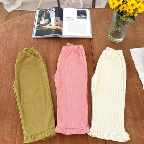 ohho/17. soft corduroy fril pants S-2XL