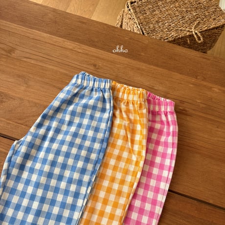 ohho/17. gingham fril pants S-2XL