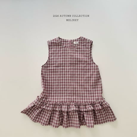 melikey/103. check fril one-piece XS-XL