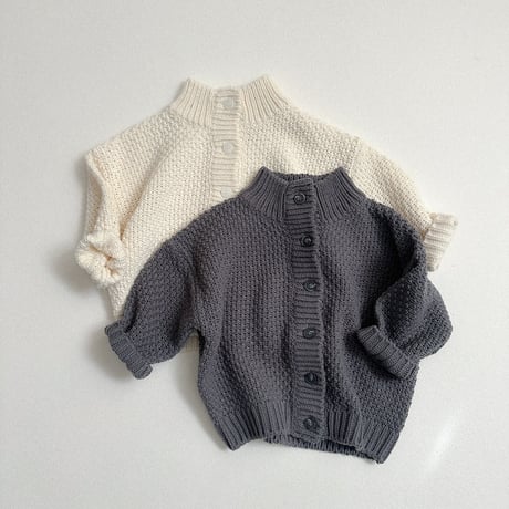 minirobe/36.  Waffle High-Neck Cardigan  S-XL