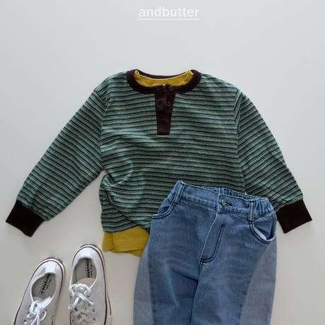 andbutter/31. Stripe Henley T-Shirt S-XL